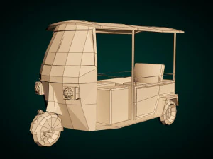 low poly auto rickshaw 3D Model