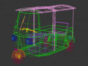 low poly auto rickshaw 3D Model