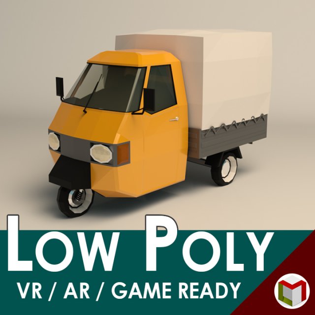 low poly three wheeled truck Modelo 3D .c4d .max .obj .3ds .fbx .stl .blend 
