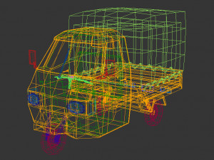 low poly three wheeled truck Modelo 3D
