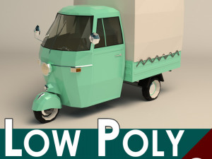 low poly three wheeled truck 02 Model 3D