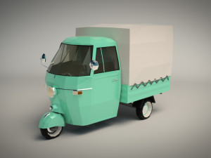 low poly three wheeled truck 02 3D 모델