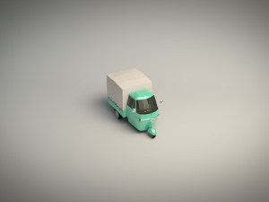 low poly three wheeled truck 02 3D 모델