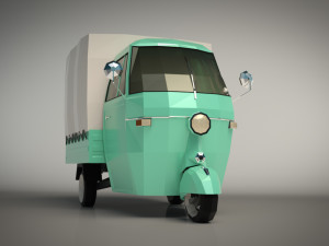 low poly three wheeled truck 02 3D 모델
