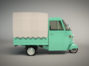 low poly three wheeled truck 02 3D 모델