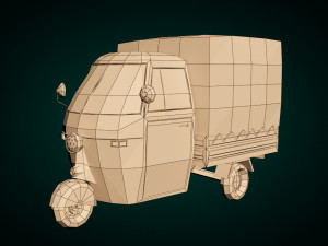 low poly three wheeled truck 02 3D 모델