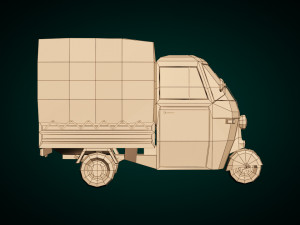 low poly three wheeled truck 02 3D 모델