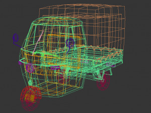 low poly three wheeled truck 02 3D 모델