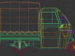 लो पॉली तीन पहिया ट्रक 02 3D मॉडल
