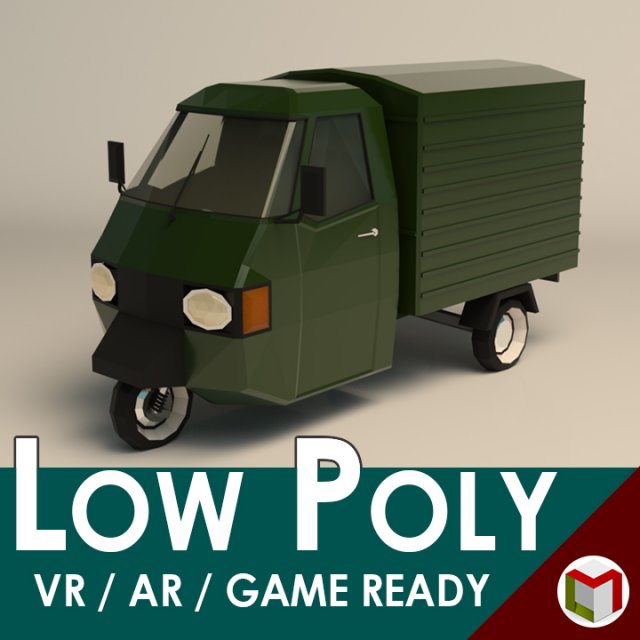 low poly three wheeled van 02 3Dモデル .c4d .max .obj .3ds .fbx .stl .blend 