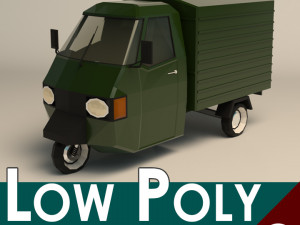 low poly three wheeled van 02 Model 3D
