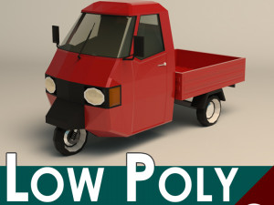 low poly three wheeled pickup 02 Model 3D