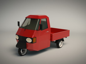 low poly three wheeled pickup 02 3D मॉडल