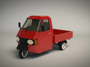 low poly three wheeled pickup 02 3D Model