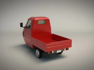 low poly three wheeled pickup 02 3D Model