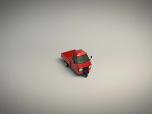 low poly three wheeled pickup 02 3D Model