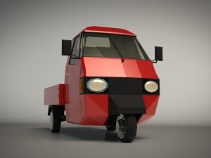 low poly three wheeled pickup 02 3D मॉडल