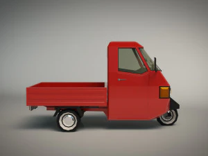 low poly three wheeled pickup 02 3D Model
