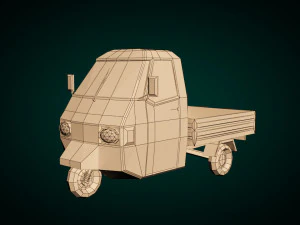 low poly three wheeled pickup 02 3D Model