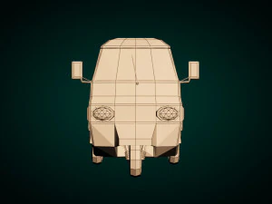 low poly three wheeled pickup 02 3D Model