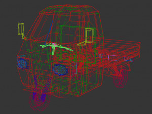 low poly three wheeled pickup 02 3D मॉडल