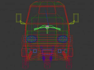 low poly three wheeled pickup 02 3D Model