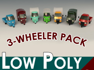 low poly 3-wheeler pack Model 3D