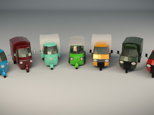 low poly 3-wheeler pack Modello 3D
