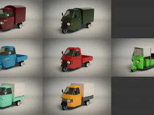 low poly 3-wheeler pack 3D Model