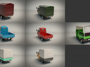 low poly 3-wheeler pack Modello 3D