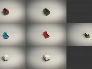 low poly 3-wheeler pack 3D Model