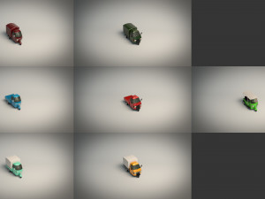 low poly 3-wheeler pack Modello 3D