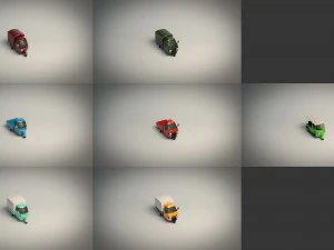 low poly 3-wheeler pack 3D Model