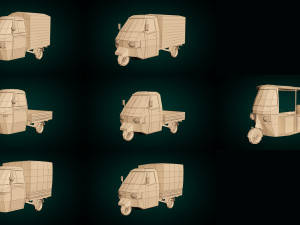 low poly 3-wheeler pack Modello 3D