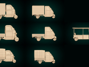 low poly 3-wheeler pack Modello 3D