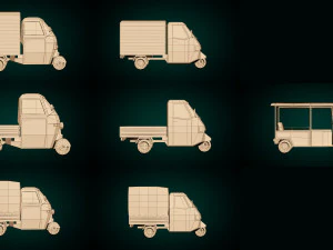 low poly 3-wheeler pack 3D Model