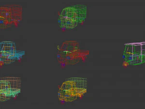 low poly 3-wheeler pack 3D Model