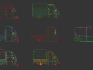 low poly 3-wheeler pack Modello 3D