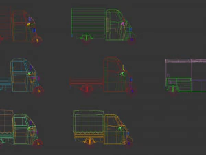 low poly 3-wheeler pack 3D Model