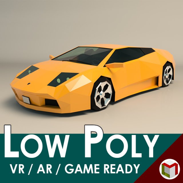 low poly sports car 02 3D Модель .c4d .max .obj .3ds .fbx .stl .blend 