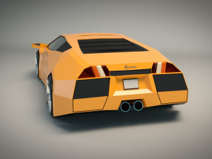 low poly sports car 02 3D Модель