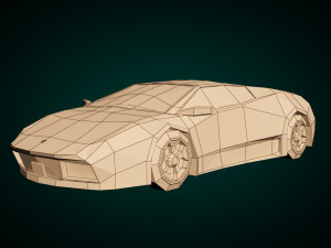 low poly sports car 02 3D Модель