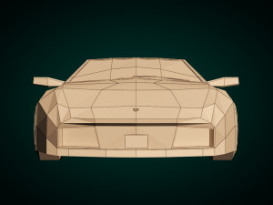 low poly sports car 02 3D Модель