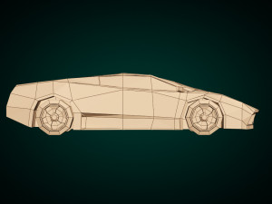 low poly sports car 02 3D Модель