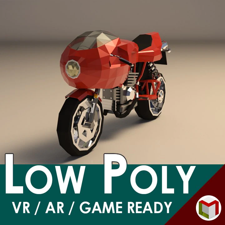 low poly motorcycle 02 3D Model .c4d .max .obj .3ds .fbx .stl .blend 