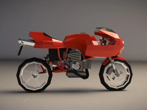 low poly motorcycle 02 3D Model