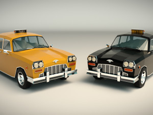 low poly yellow cab 01 Model 3D