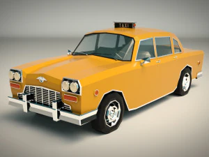 taxi giallo low poly 01 Modello 3D