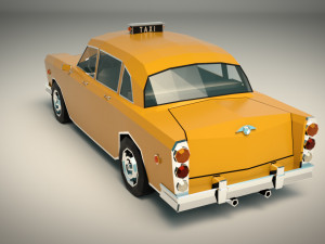 low poly yellow cab 01 Model 3D