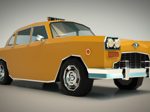 low poly yellow cab 01 Model 3D